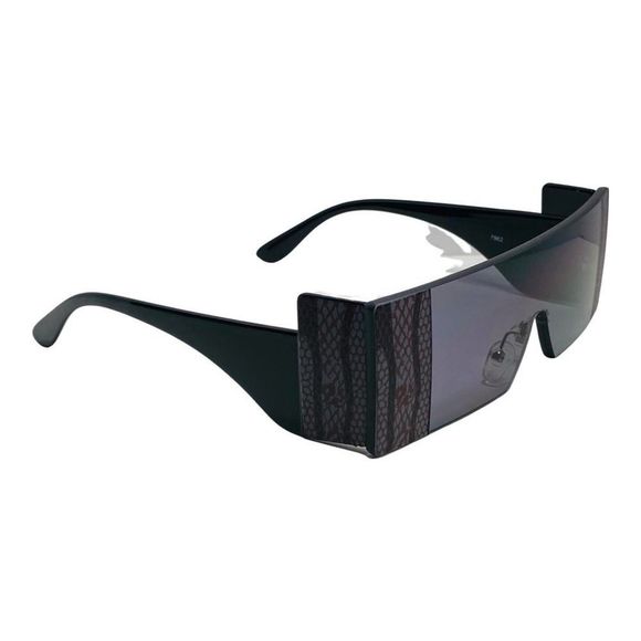 6106 | Black Rectangle Sunglasses with Sideblinders - Picture 2 of 5